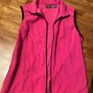 Pink vest from mountain lake